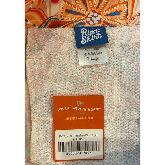 NWT Ripskirt Hawaii Skirt Pinwheel Floral Orange Blue Purple Extra Large XL New - Picture 2 of 4